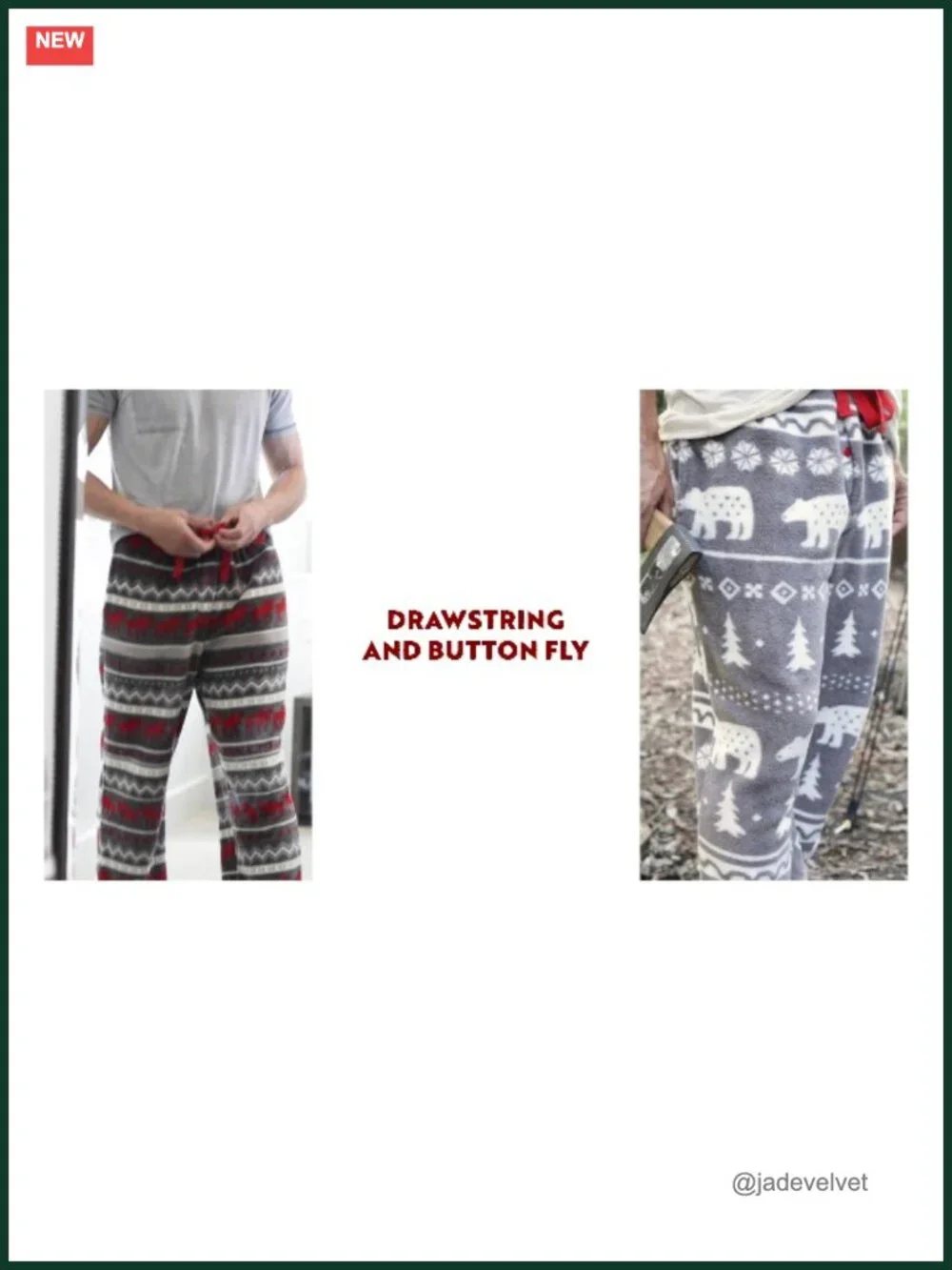 Men's Fleece Pajama Pants - Warm Sleep Bottoms with Drawstring Waist